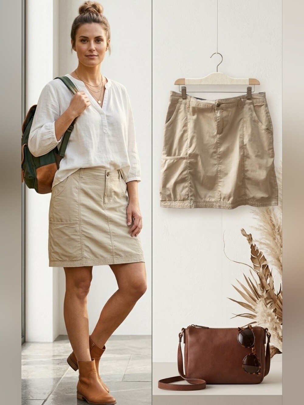Woolrich Tan Hiking Cargo Skirt Women’s Size 10